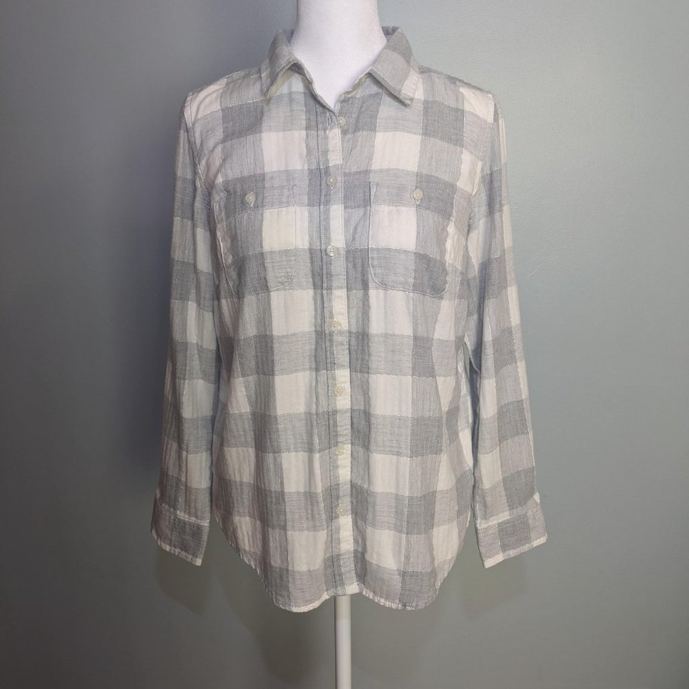 St. John's Bay Grey Plaid Button Down